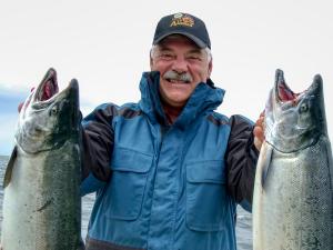 Larry Csonka with two monster silver salmon Photo